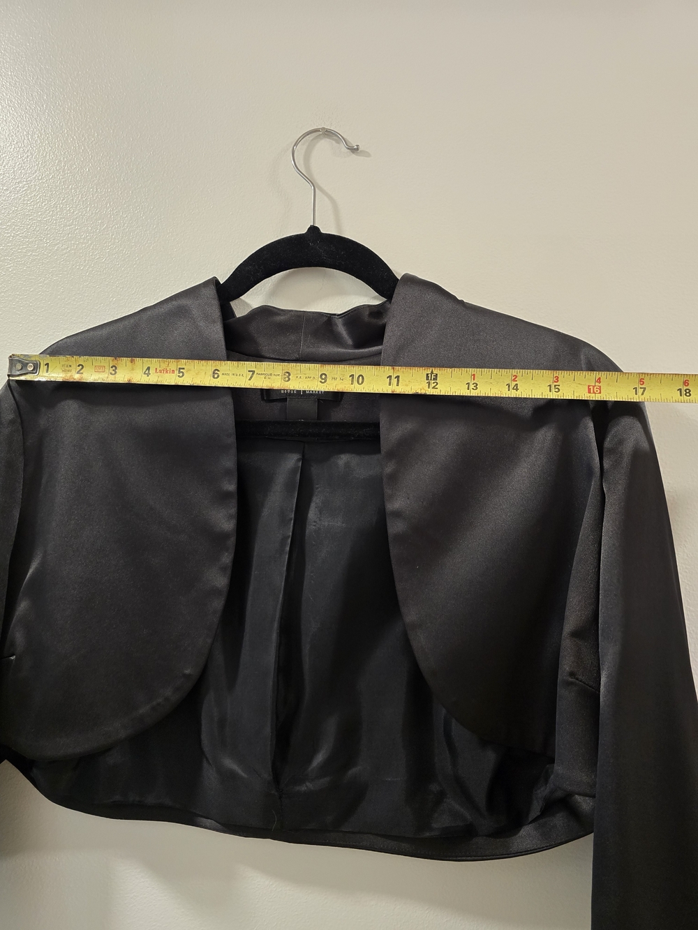 White House Black Market Black Satin Cropped Bolero Jacket - Size 10 - Picture 4 of 5